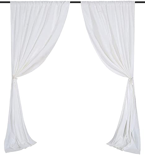 MoKoHouse 10ft x 8ft White Backdrop Curtains for Parties White Backdrop Drape for Birthday Wedding 2 Panels 5ft x 8ft