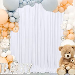 MoKoHouse 10ft x 8ft White Backdrop Curtains for Parties White Backdrop Drape for Birthday Wedding 2 Panels 5ft x 8ft