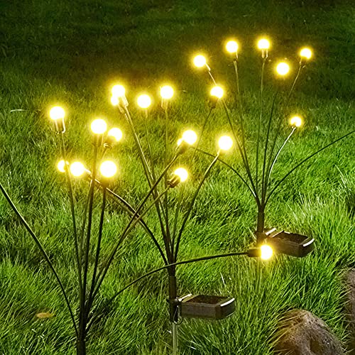 Molice Solar Swaying Lights,Outdoor Waterproof Solar Powered Firefly Lights,Solar Decorative Landscape Lights Solar Garden Lights for Pathway Yard, Warm White(6 Pack)
