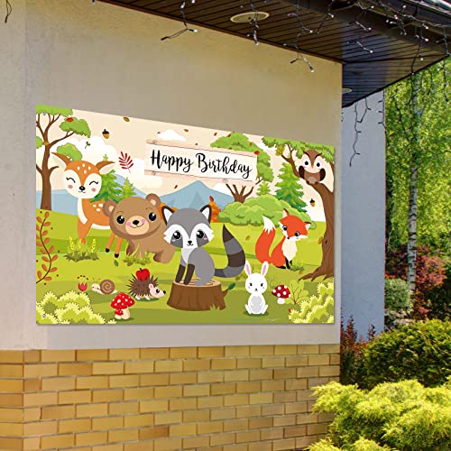 Woodland Party Supplies Woodland Birthday Backdrop Forest Friends Banner Background Woodland Forest Photo Booth Props for Baby Shower Boys Girls Birthday Fall Theme Party Decorations