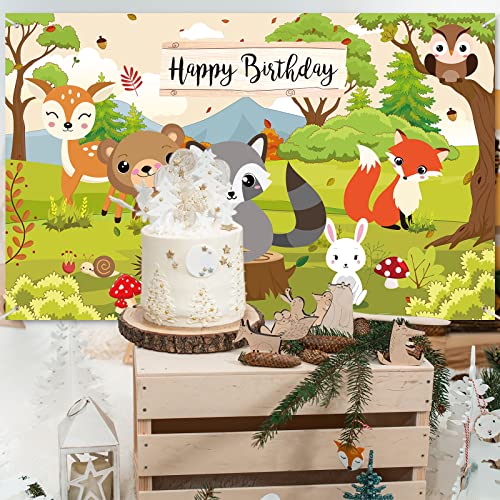 Woodland Party Supplies Woodland Birthday Backdrop Forest Friends Banner Background Woodland Forest Photo Booth Props for Baby Shower Boys Girls Birthday Fall Theme Party Decorations