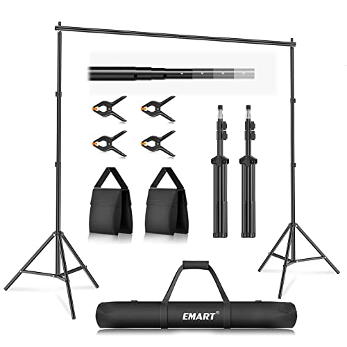 EMART Photo Video Studio 10x7Ft (WxH) Adjustable Background Stand Backdrop Support System Kit with Carry Bag