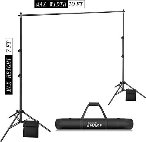 EMART Photo Video Studio 10x7Ft (WxH) Adjustable Background Stand Backdrop Support System Kit with Carry Bag