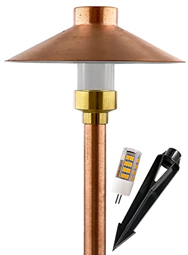 MIK Solutions LED Pathway 126 Landscape Light 12V Solid Copper Low Voltage 4W G4 LED Light Bulb Warm White Included Outdoor Mushroom Security Garden Patio Area Light for Beautiful Bright Long Lasting