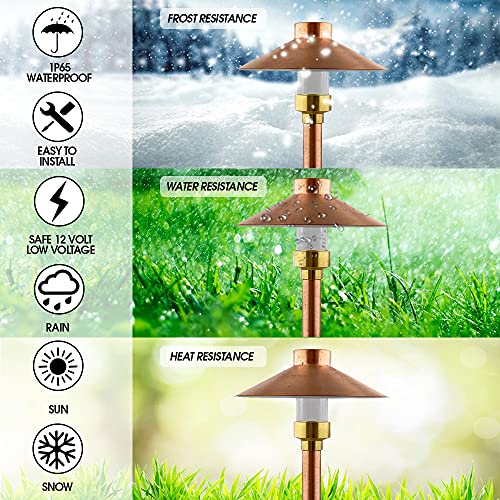 MIK Solutions LED Pathway 126 Landscape Light 12V Solid Copper Low Voltage 4W G4 LED Light Bulb Warm White Included Outdoor Mushroom Security Garden Patio Area Light for Beautiful Bright Long Lasting