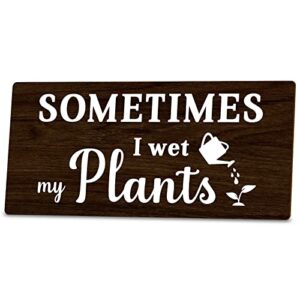 zzbakress sometimes i wet my plants funny garden wooden signs,rustic garage home farmhouse wall fence decoration (black)