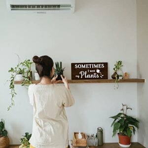 Zzbakress Sometimes I wet my plants Funny Garden Wooden Signs,Rustic Garage Home Farmhouse Wall Fence Decoration (Black)
