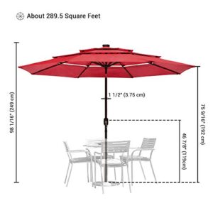 Yescom 10ft 3 Tier UV70+ Solar Powered Patio Umbrella with LED Crank Tilt Button Outdoor Home Garden Yard Deck