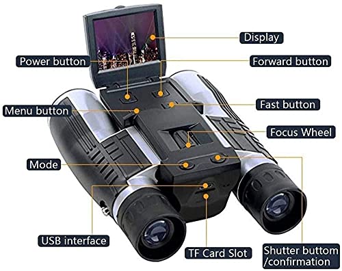 MMAXZ 1080p Digital Camera 2.0" LCD 12x32 Hd Black Binoculars Telescope Folding with Built-in Digital Camera New Full Hd