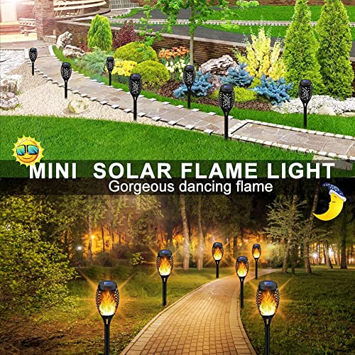 HomeyYee Solar Torch Light with Flickering Flame,2 Pack 12led Solar Tiki Torches Waterproof Landscape Decoration Flame Lights Outdoor for Garden Yard - Auto On/Off