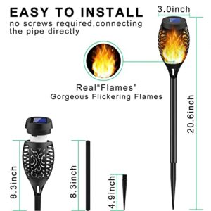 HomeyYee Solar Torch Light with Flickering Flame,2 Pack 12led Solar Tiki Torches Waterproof Landscape Decoration Flame Lights Outdoor for Garden Yard - Auto On/Off