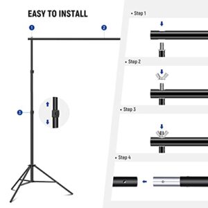 NEEWER Backdrop Stand 10ft x 7ft, Adjustable Photo Studio Backdrop Support System for Wedding Parties Background Portrait Photography with 4 Crossbars, 6 Clamps, 2 Black Sandbags and Carrying Bag