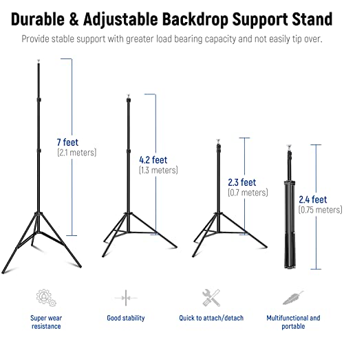 NEEWER Backdrop Stand 10ft x 7ft, Adjustable Photo Studio Backdrop Support System for Wedding Parties Background Portrait Photography with 4 Crossbars, 6 Clamps, 2 Black Sandbags and Carrying Bag