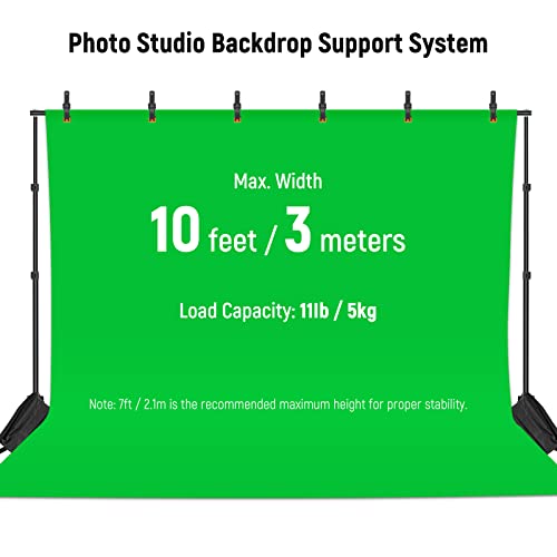 NEEWER Backdrop Stand 10ft x 7ft, Adjustable Photo Studio Backdrop Support System for Wedding Parties Background Portrait Photography with 4 Crossbars, 6 Clamps, 2 Black Sandbags and Carrying Bag