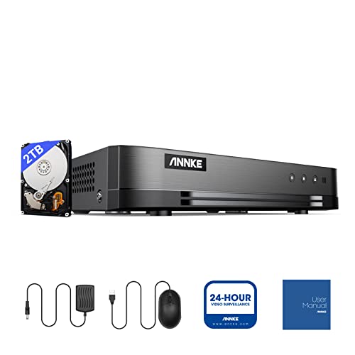 ANNKE 16CH 1080P Lite Hybrid 5-in-1(TVI/AHD/CVI/CVBS/IPC) CCTV DVR, H.265+ Security 16 Channel Surveillance DVR Recorder with 2 TB Hard Drive, Easy Remote Access, Motion Detection & Emile Alerts