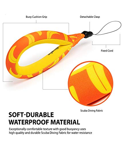 Ringke Waterproof Float Strap (2 Pack), Underwater Floating Strap, Wristband, Hand Grip, Lanyard Compatible with Camera, Phone, Key and Sunglasses (Palm Leaves & Banana)