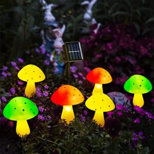solar mushroom lights outdoor waterproof, led landscape lights pathway lights solar powered with 6 cute for garden, yard, path, fence, lawn, christmas and wedding decoration, mushroom-multicolour
