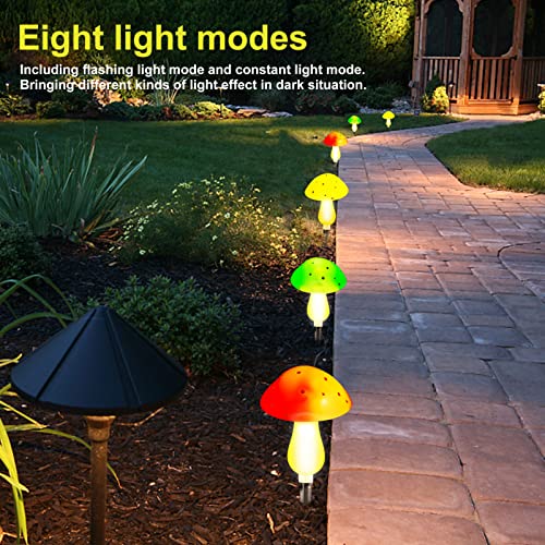 Solar Mushroom Lights Outdoor Waterproof, LED Landscape Lights Pathway Lights Solar Powered with 6 Cute for Garden, Yard, Path, Fence, Lawn, Christmas and Wedding Decoration, Mushroom-multicolour