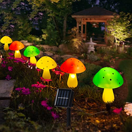 Solar Mushroom Lights Outdoor Waterproof, LED Landscape Lights Pathway Lights Solar Powered with 6 Cute for Garden, Yard, Path, Fence, Lawn, Christmas and Wedding Decoration, Mushroom-multicolour