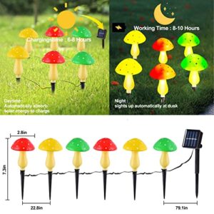 Solar Mushroom Lights Outdoor Waterproof, LED Landscape Lights Pathway Lights Solar Powered with 6 Cute for Garden, Yard, Path, Fence, Lawn, Christmas and Wedding Decoration, Mushroom-multicolour