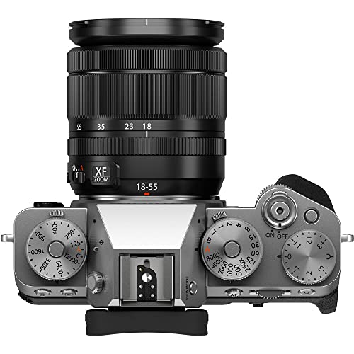 Fujifilm X-T5 Mirrorless Digital Camera with XF 18-55mm f/2.8-4 R LM OIS Lens Bundle, Includes: SanDisk 128GB Extreme PRO SDXC Memory Card, Spare Fujifilm NP-W235 Battery + More (7 Items) (Silver)
