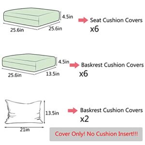 Sqodok Patio Cushion Covers Set for 7 Pcs Outdoor Sectional Rattan Sofa Set, Outdoor Cushion Covers for Seat and Back, Tan