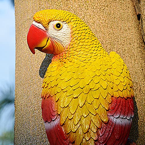 Ascebrk Parrot Statues for Garden, Indoor Outdoor Parrot Statues and Figurines,Resin Hanging Macaw Sculpture Wall Decorations Tree Animal Birds Statues Tropical Decor for Patio Lawn Yard Home