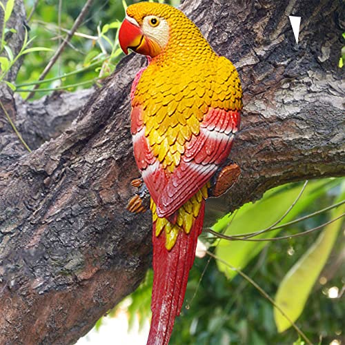 Ascebrk Parrot Statues for Garden, Indoor Outdoor Parrot Statues and Figurines,Resin Hanging Macaw Sculpture Wall Decorations Tree Animal Birds Statues Tropical Decor for Patio Lawn Yard Home