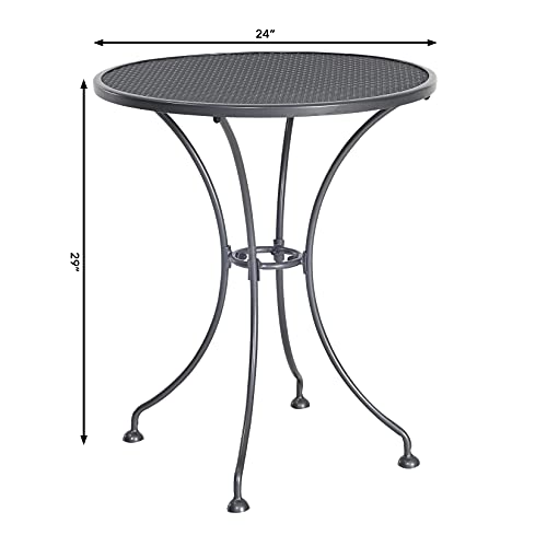 Royal Garden Metal Patio Outdoor Bistro Table - Nova Collection - 24" Patio Bistro Table - Outdoor Patio Table - Industrial Steel Mesh