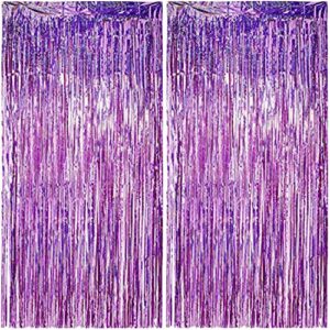 beishida 2 pack foil fringe curtain,purple tinsel metallic curtains photo backdrop streamer curtain for wedding engagement bridal shower birthday bachelorette party stage decor(3.28 ft x 6.56 ft)