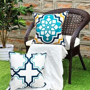 easttree outdoor pillow covers pack of 2 outdoor indoor waterproof pillows boho decorative throw pillow cover for patio furniture garden, 18 x 18 inches blue print