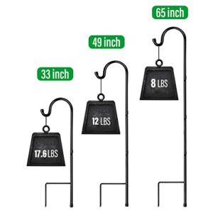 GOFORWILD Shepherd’s Hooks 2 Pack Black, 65 inches Tall, Adjustable Premium Metal Garden Hook for Outdoor, Hanging Plant, Solar Lights, Lanterns, Bird Feeders, Garden Stake and Wedding Decor, 7015