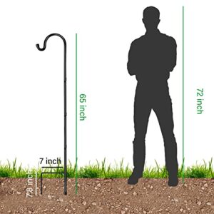 GOFORWILD Shepherd’s Hooks 2 Pack Black, 65 inches Tall, Adjustable Premium Metal Garden Hook for Outdoor, Hanging Plant, Solar Lights, Lanterns, Bird Feeders, Garden Stake and Wedding Decor, 7015