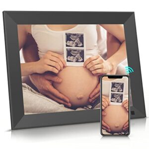 bsimb 32gb wifi digital photo frame 10 inch, electronic picture frame with ips touch screen, instantly share pictures & videos via app & email, auto-rotate, wall mountable, gift for grandparents