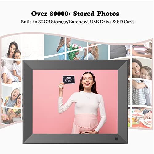 BSIMB 32GB WiFi Digital Photo Frame 10 Inch, Electronic Picture Frame with IPS Touch Screen, Instantly Share Pictures & Videos via App & Email, Auto-Rotate, Wall Mountable, Gift for Grandparents