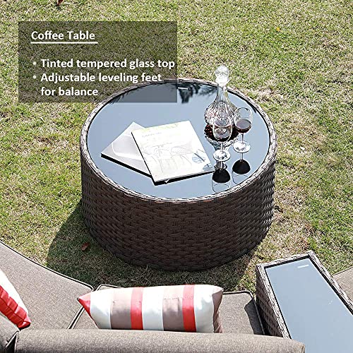 SUNSITT Outdoor Sectional Set 11-Piece Half Moon Patio Furniture, PE Wicker Sofa Taupe Cushions with 4 Side Table and 4 Pillows