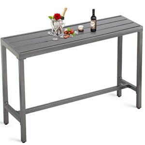 onlyctr outdoor bar table, patio counter height bar table, 55″ rectangle bar table for patio, garden, yard, balcony, poolside (grey, 55inch-length)