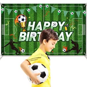 Soccer Birthday Party Backdrop Football Field Photo Background Soccer Theme Birthday Party Decorations Photo Booth Props for Boys Kids Cake Table Decorations, 5.9 x 3.6 Feet