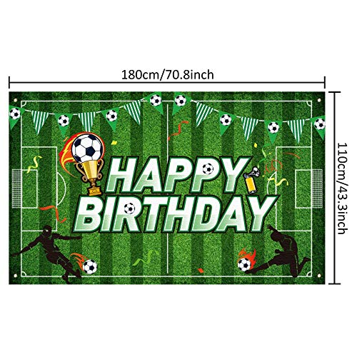 Soccer Birthday Party Backdrop Football Field Photo Background Soccer Theme Birthday Party Decorations Photo Booth Props for Boys Kids Cake Table Decorations, 5.9 x 3.6 Feet