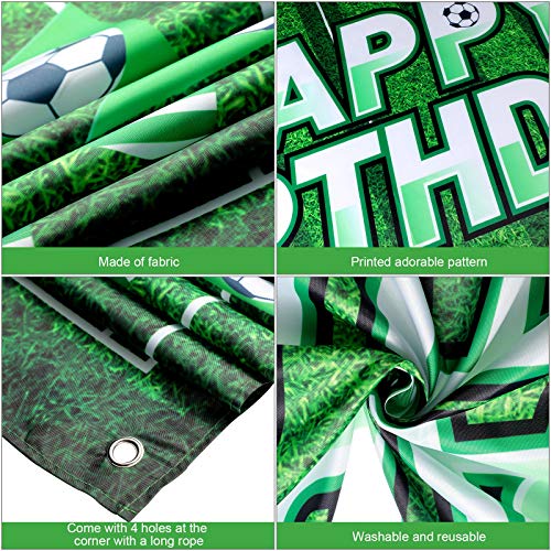 Soccer Birthday Party Backdrop Football Field Photo Background Soccer Theme Birthday Party Decorations Photo Booth Props for Boys Kids Cake Table Decorations, 5.9 x 3.6 Feet