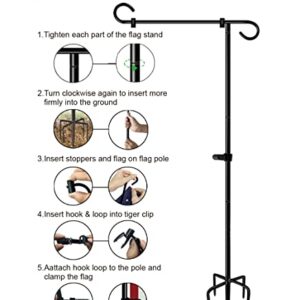 Balie Space 49 Inch Tall Garden Yard Flag Holder Stand with 5 Forked Base Fit 12 X 18 Sign Decoration, 1 Pack