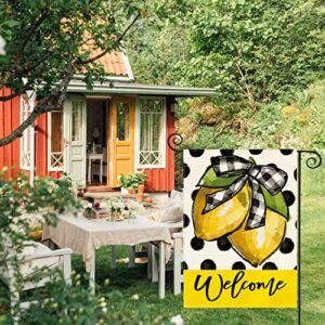AVOIN colorlife Polka Dot Welcome Lemon Summer Garden Flag 12 x 18 Inch Double Sided Outside Yard Outdoor Decoration