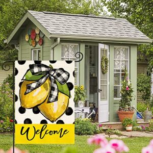 AVOIN colorlife Polka Dot Welcome Lemon Summer Garden Flag 12 x 18 Inch Double Sided Outside Yard Outdoor Decoration