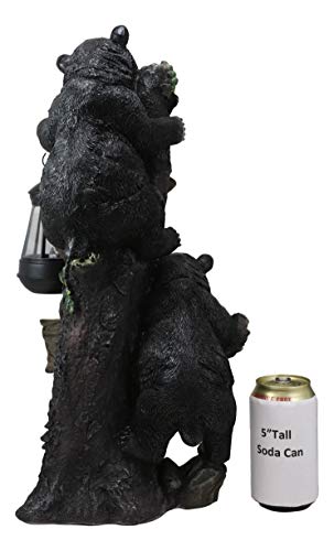 Ebros Climbing Black Bear Cubs Garden Light Statue Figurine Solar LED Lantern Light Welcome Sign Guest Greeter Decor for Patio Poolside Garden Home