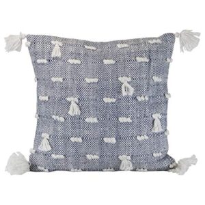 foreside home & garden fipl09793 blue decorative woven 18×18 outdoor throw pillow with hand tied tassels