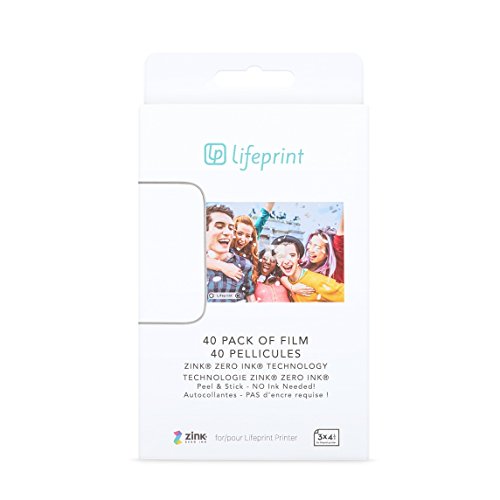 Lifeprint 40 Pack of Film for Lifeprint Augmented Reality Photo and Video Printer. 3x4.5 Zero Ink Sticky Backed Film