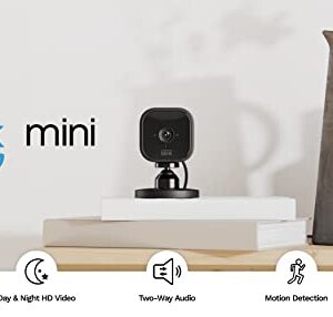 Blink Mini – Compact indoor plug-in smart security camera, 1080p HD video, night vision, motion detection, two-way audio, easy set up, Works with Alexa – 1 camera (Black)