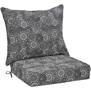 amazon basics deep seat patio seat and back cushion set – black floral
