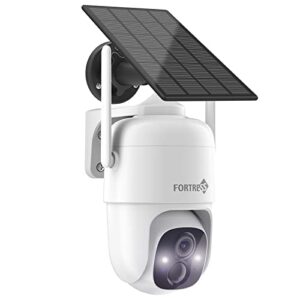 solar outdoor security camera, wireless 3mp pan tilt 360° view wifi weatherproof surveillance camera support color night vision, alexa, siren alarm, spotlight motion detection, 2 way audio, cloud/sd