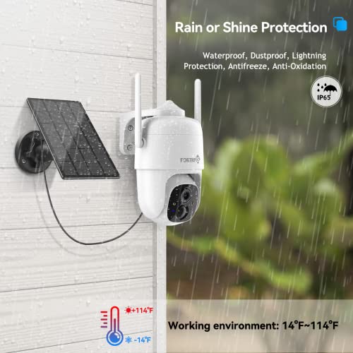 Solar Outdoor Security Camera, Wireless 3MP Pan Tilt 360° View WiFi Weatherproof Surveillance Camera Support Color Night Vision, Alexa, Siren Alarm, Spotlight Motion Detection, 2 Way Audio, Cloud/SD